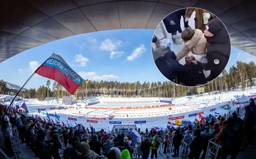 Фанаты биатлона устроили массовую драку на Спартакиаде. Пострадал даже Дед Мороз