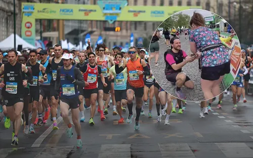 Участник марафона сделал предложение возлюбленной. Мужчине помогли их дети